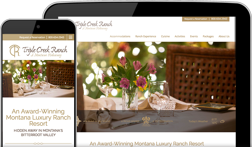 Triple Creek Ranch Homepage Across Devices