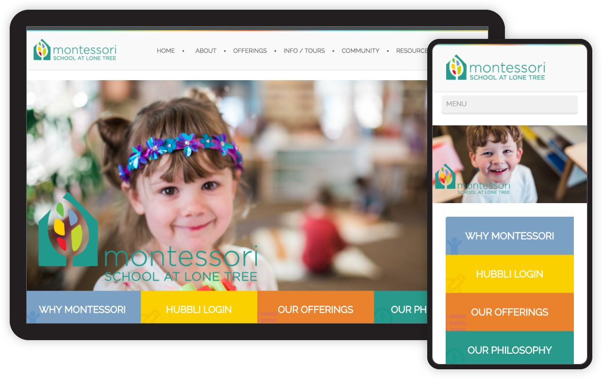 Montessori website on mobile and desktop