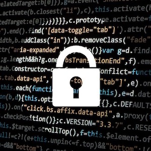 privacy padlock placed over website code