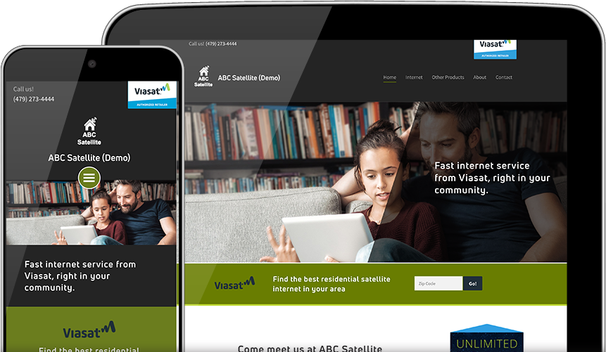 Viasat Managed Retailer demo website on multiple devices