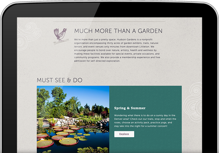 Hudson Gardens website on an iPad