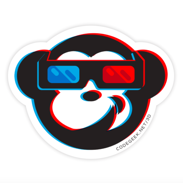 CodeGeek's mascot Randall with 3D glasses