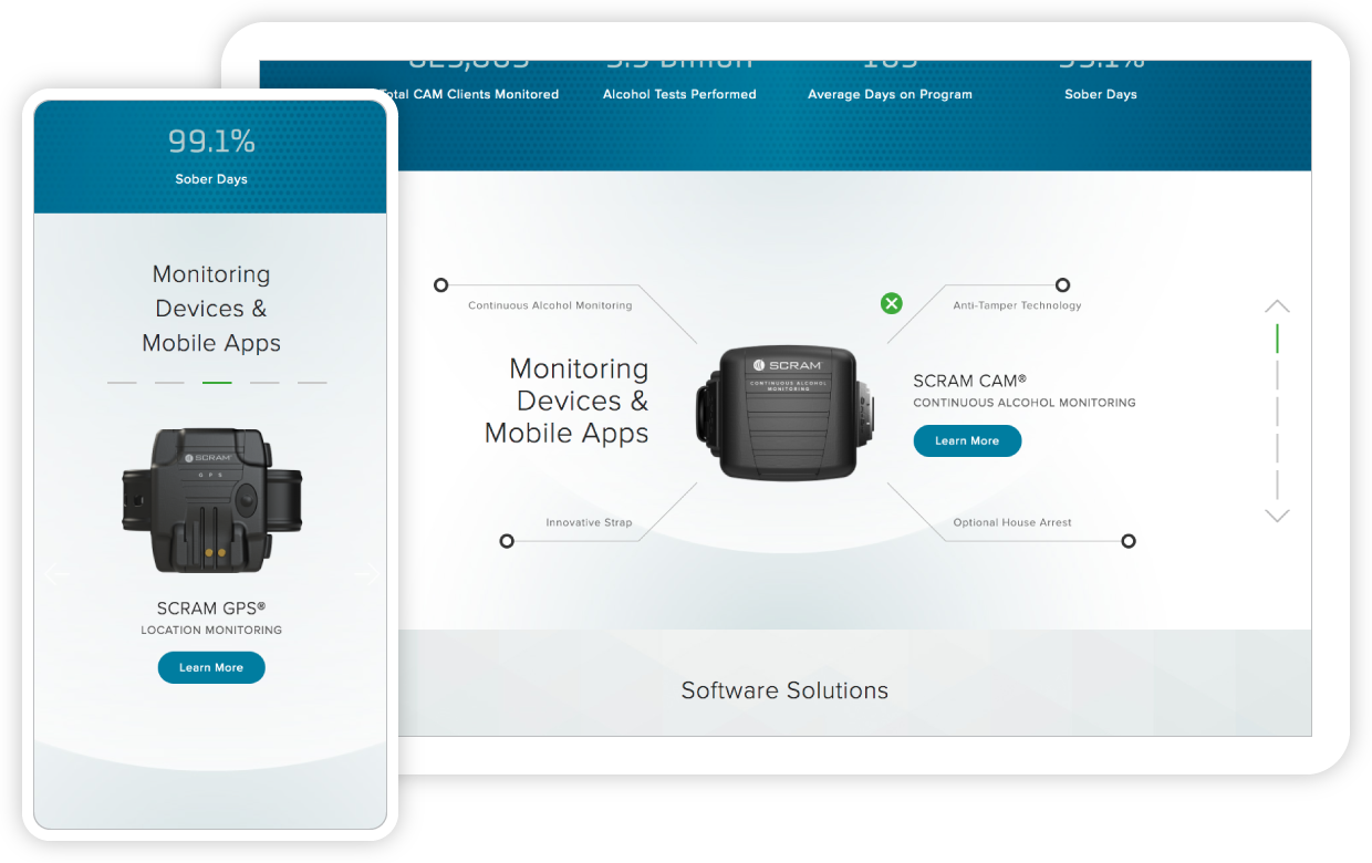 SCRAM website and product on tablet and desktop