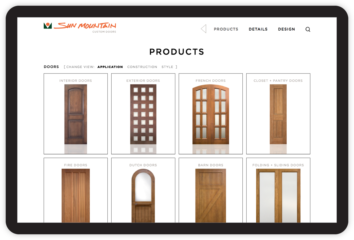 Sun Mountain website screenshot of door products