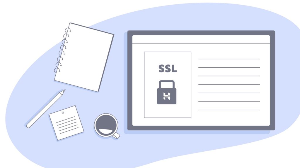 Illustration of a tablet with an SSL padlock on the screen