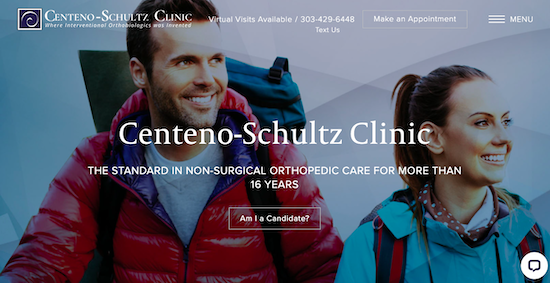 Screenshot of Centeno-Schultz Clinic's homepage