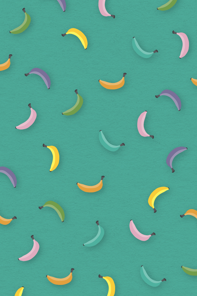Colorful raining bananas on a teal background