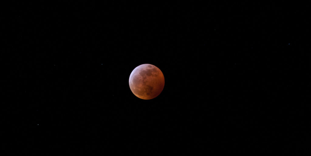 The Moon in a shade of red during a lunar eclipse