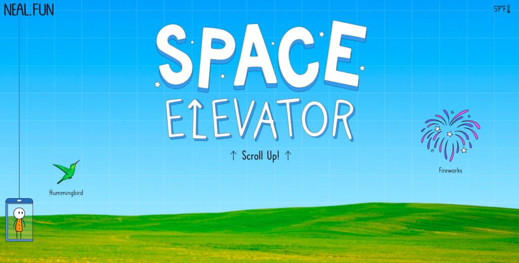 Screenshot from Neal.Fun's Space Elevator web app.