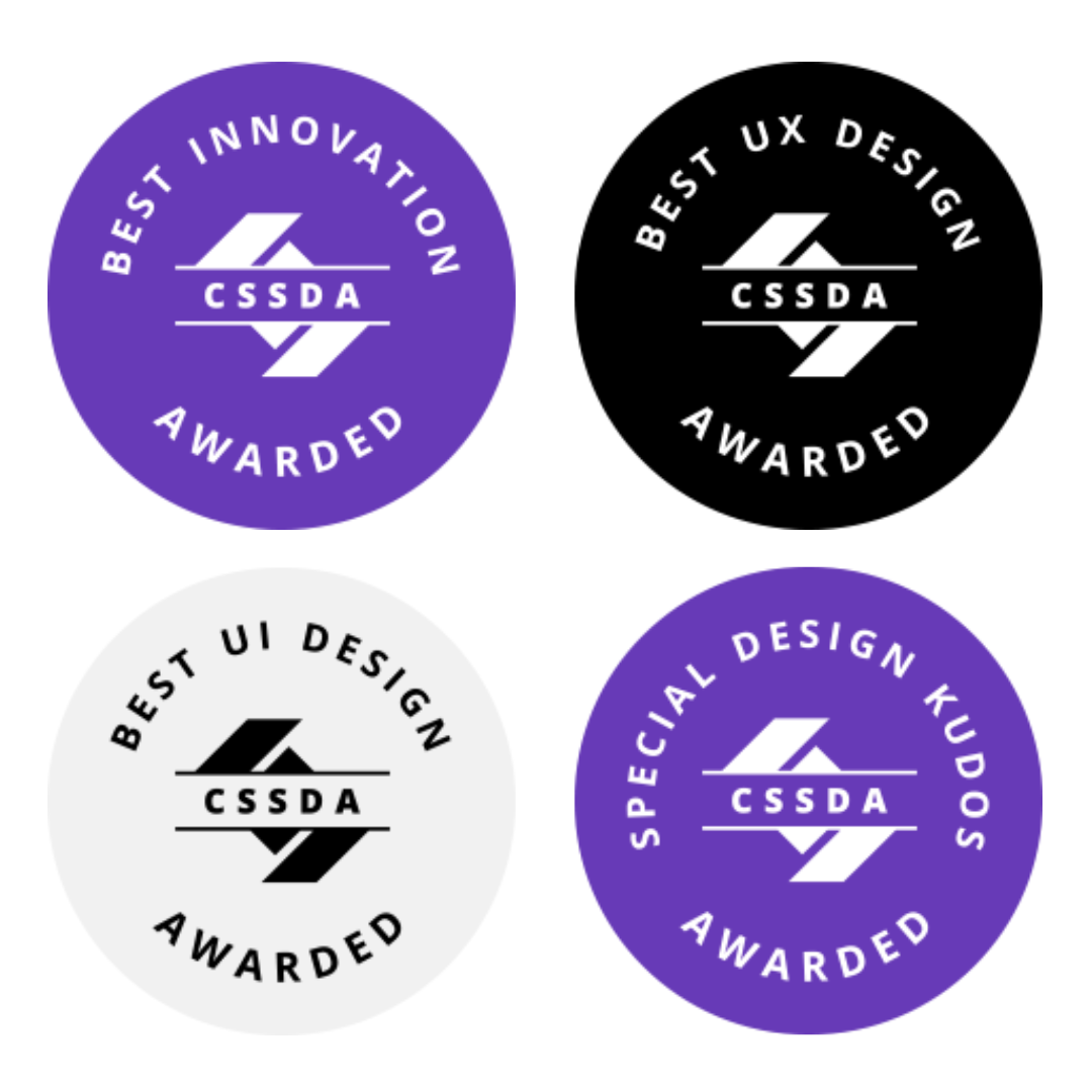 Four CSS Design Award badges