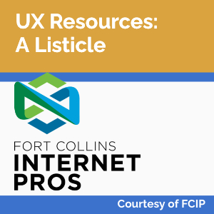 The FCIP Meetup logo with the text: UX Resources: A Liticle