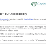 A screenshot of the intro paragraph of CodeGeek's resources "How to make PDFs accessible."