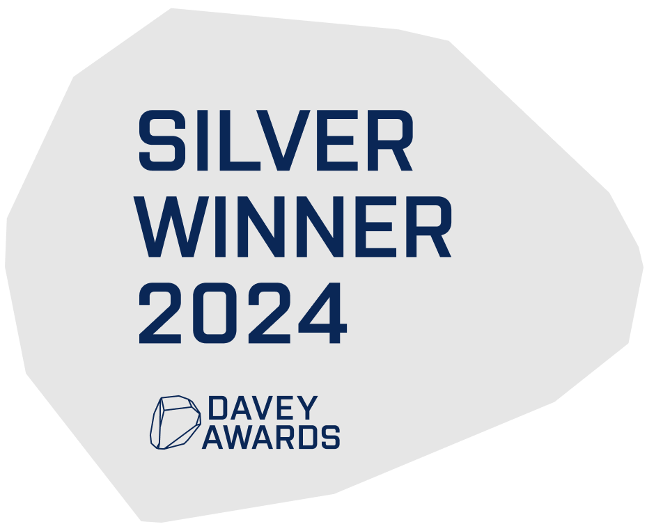 Logo for the Davey Awards. Text reads: Silver Winner 2024, Davey Awards