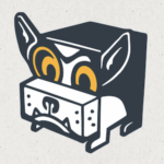 Simple illustration of a bulldog with animated blinking eyes.